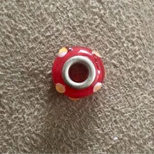 Vibrant Red Glass Bead with Dots